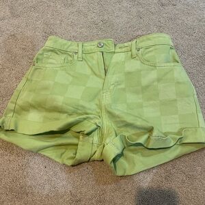 Wild Fable Lime Checkered High Waist Shorts